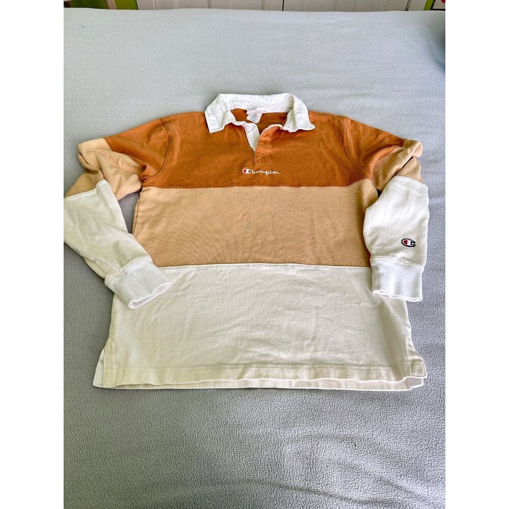 Champion Urban Outfitters Rugby Shirt Mens Medium Brown Colorblock Streetwear